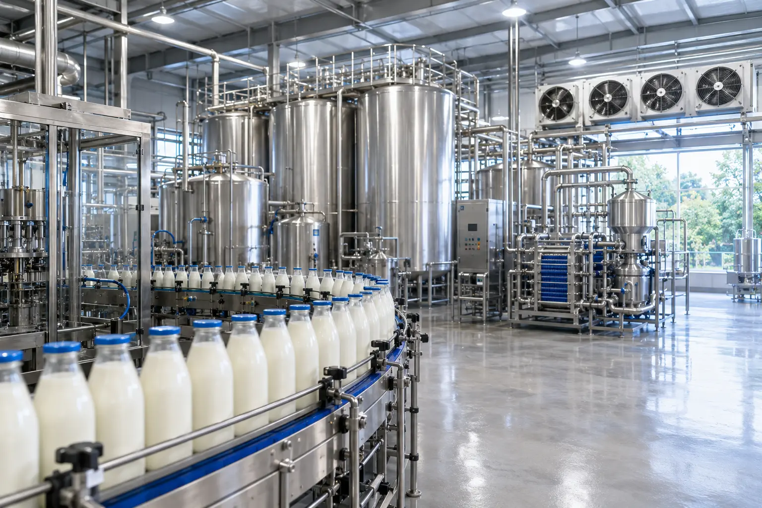 Ammonia compressor installation in an industrial refrigeration machine room