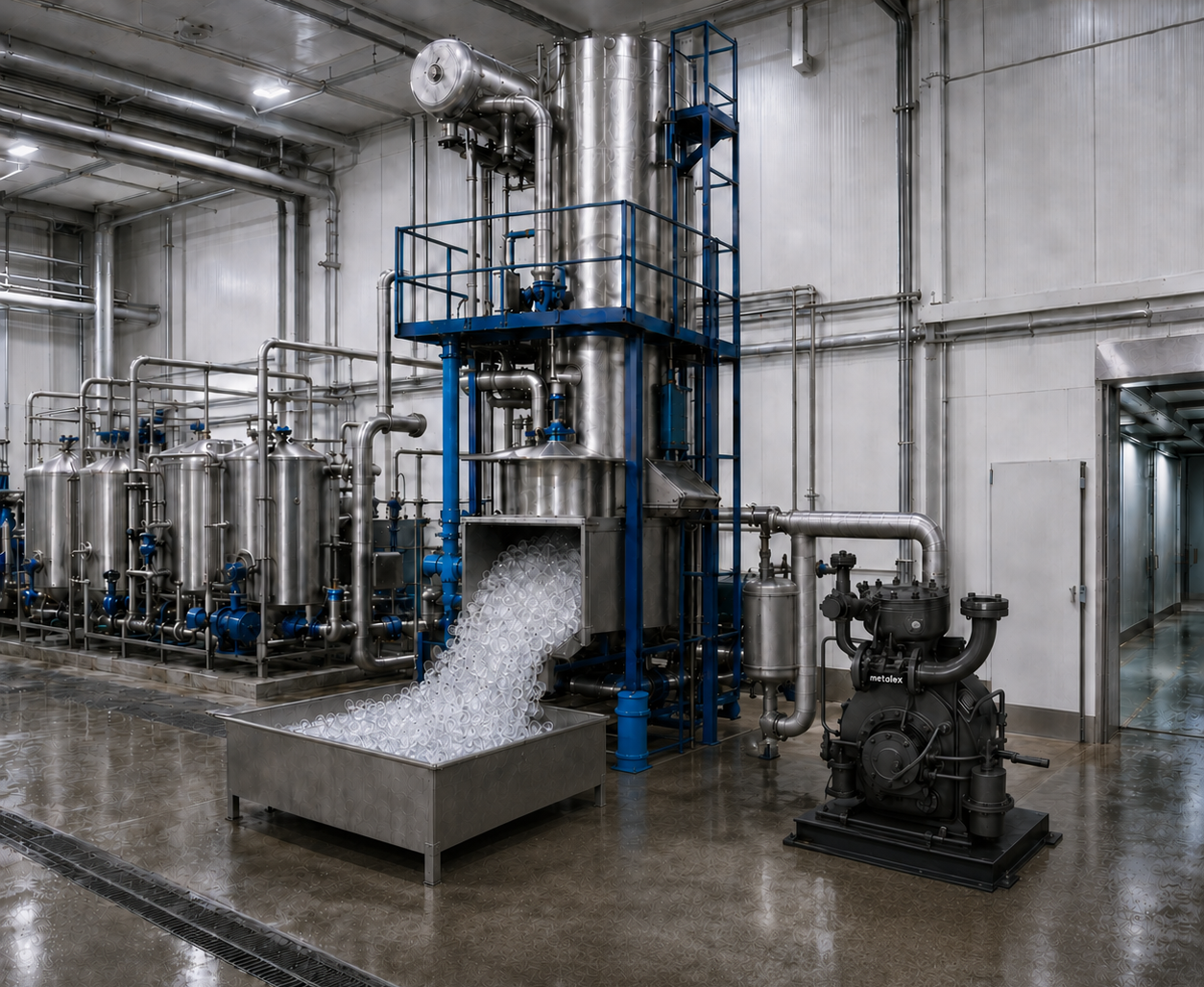 Industrial tube ice machine system layout